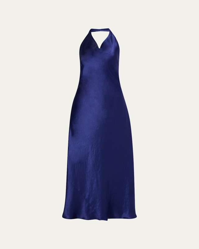 Satin Cowl-Neck Maxi Dress